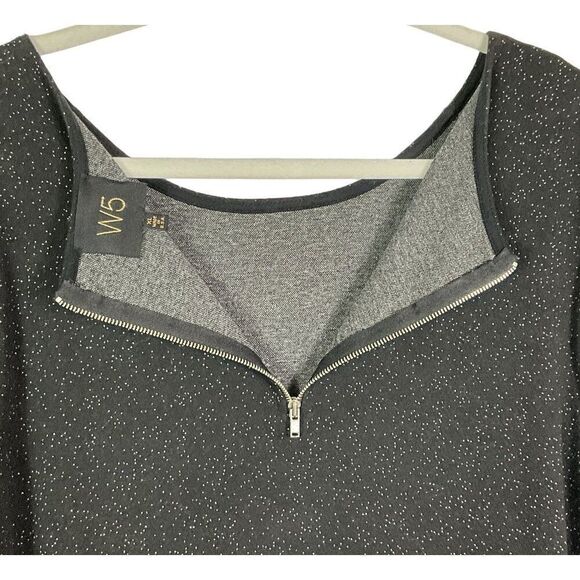 W5 Black Print Long Sleeve Top, Manufacturer Frayed Sleeves and Hem, Women's XL - Picture 8 of 10